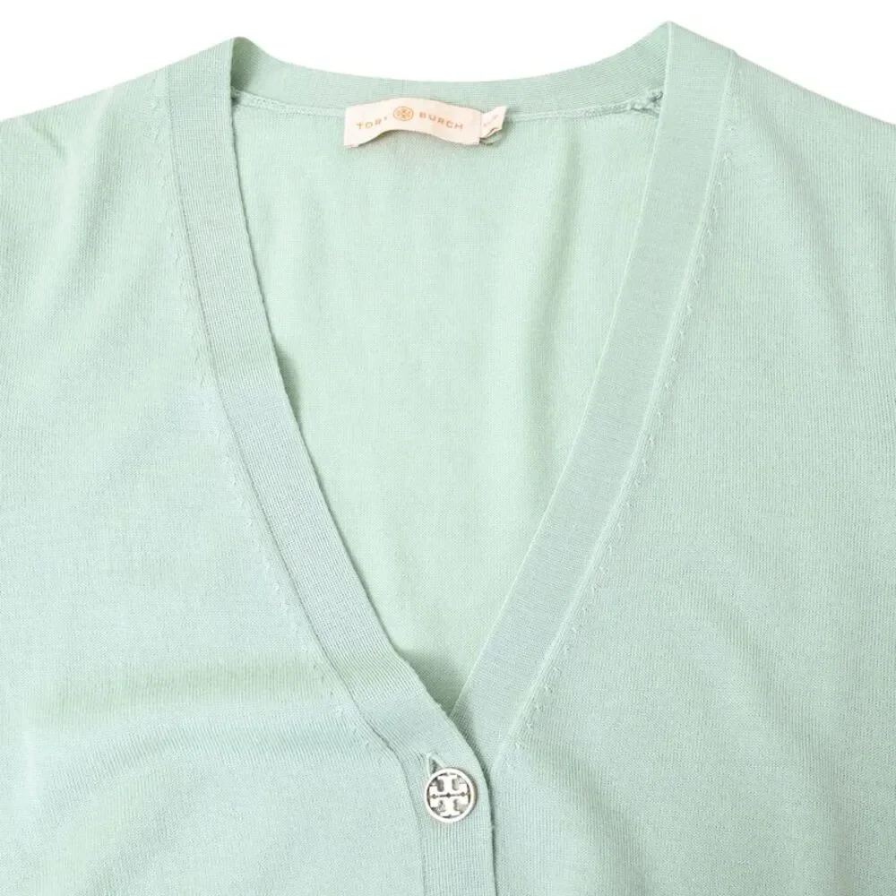 Tory Burch Buttoned Cardigan in Green Cotton